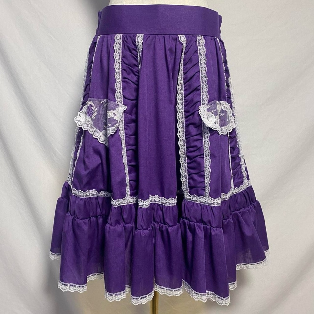 Fashions by Bettye vintage purple white lace square dancing midi skirt‎